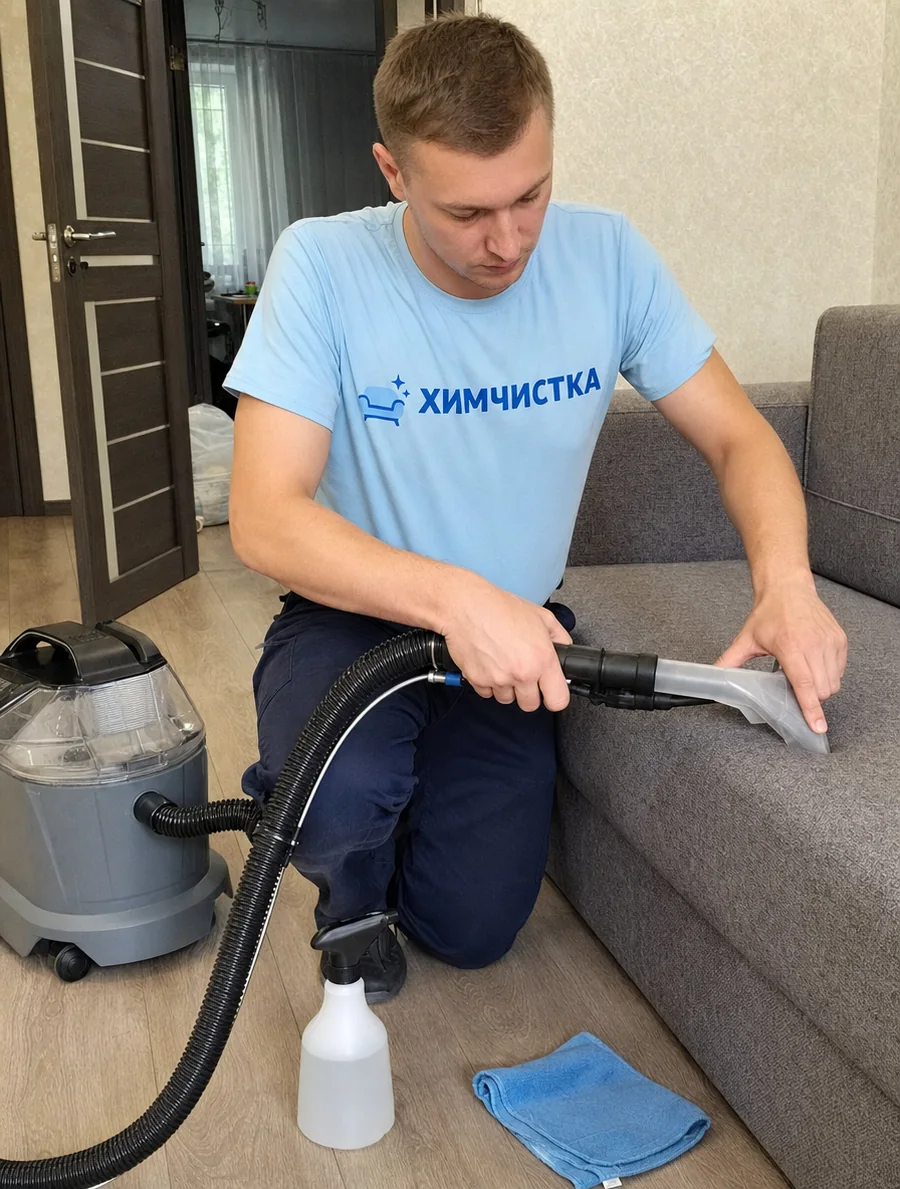 Чистка обивки дивана экстрактором в квартире
